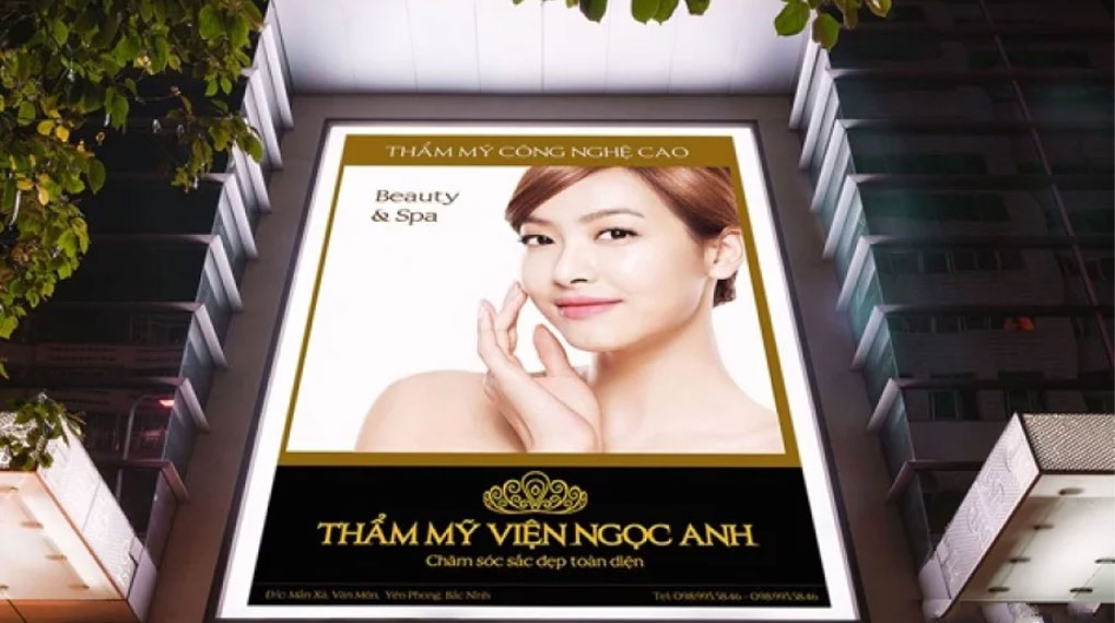 Bảng hiệu quảng cáo spa sáng đèn LED, nổi bật và thu hút khách hàng Bang hieu Spa tham my vien 1020x570 4