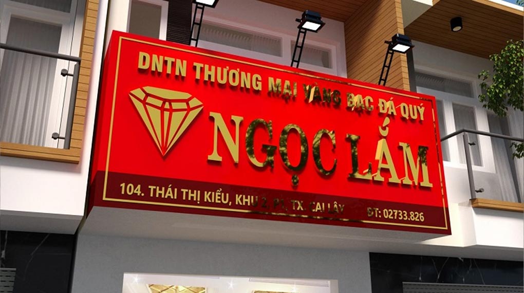 Mẫu bảng hiệu tiệm vàng hiện đại với logo sáng bóng và màu sắc tinh tế bang hieu tiem vang 1020x570 2