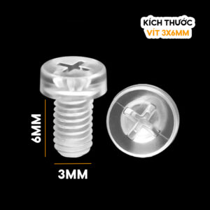 Chi tiết kích thước ốc mica trong suốt 3x6mm