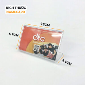 Chi tiết kích thước Namecard Bảng Menu Mica Để Bàn Chữ L Mini
