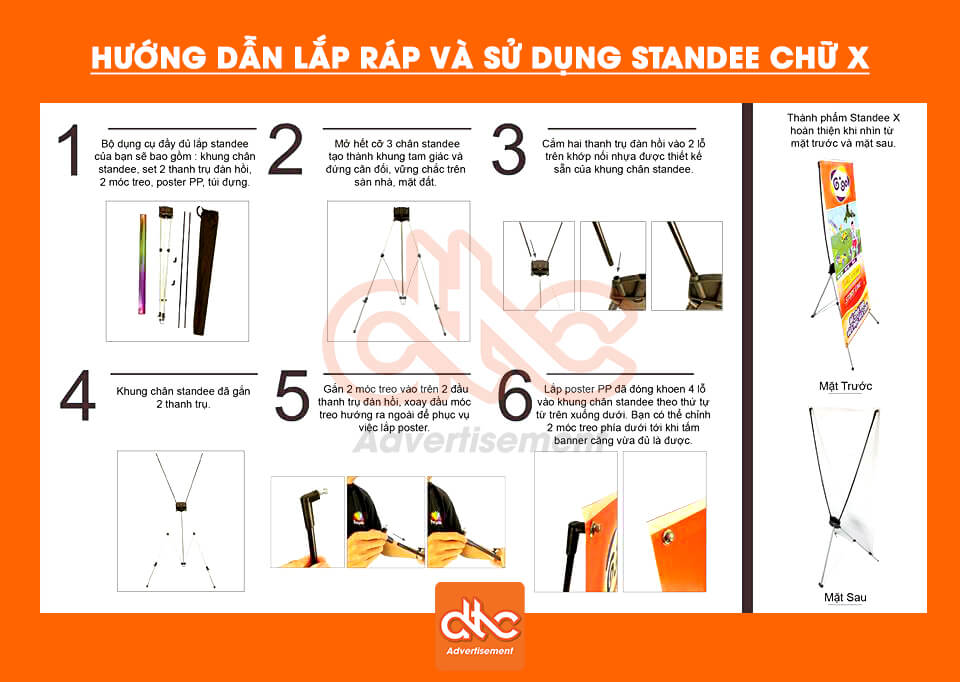 Hướng dẫn lắp ráp chi tiết Chân Standee Chữ X 80x180cm
