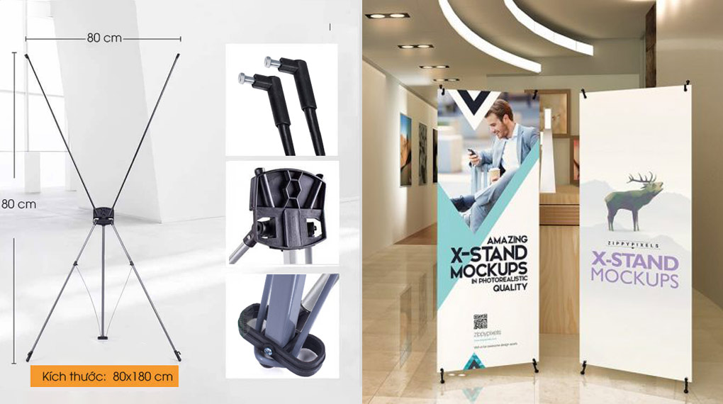 Kích thước Standee Chữ X 80x180cm
