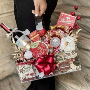 Giỏ mica vuông đựng quà tết sang trọng