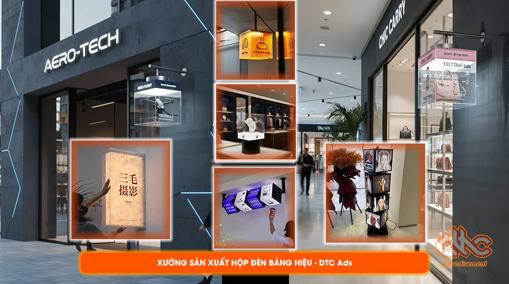 Hộp Đèn Xoay Treo Trần Sáng 5 Mặt - Phong Cách Châu Âu Cho Không Gian Cao Cấp 2 Xưởng sản xuất hộp đèn xoay DTC Ads