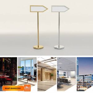 Bảng chỉ inox cao cấp nhà hàng khách sạn hình mũi tên