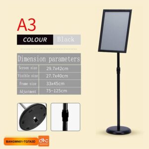 Bảng menu, thông báo, chỉ dẫn bằng inox kích thước A3 màu đen mờ