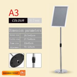 Bảng menu, thông báo, chỉ dẫn bằng inox kích thước A3 màu trắng bóng