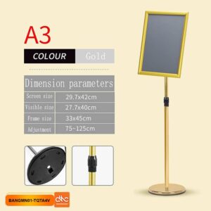Bảng menu, thông báo, chỉ dẫn bằng inox kích thước A3 màu vàng gold sang trọng