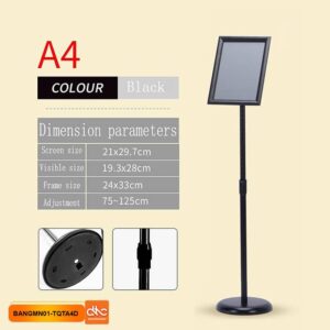 Bảng menu, thông báo, chỉ dẫn bằng inox kích thước A4 màu đen
