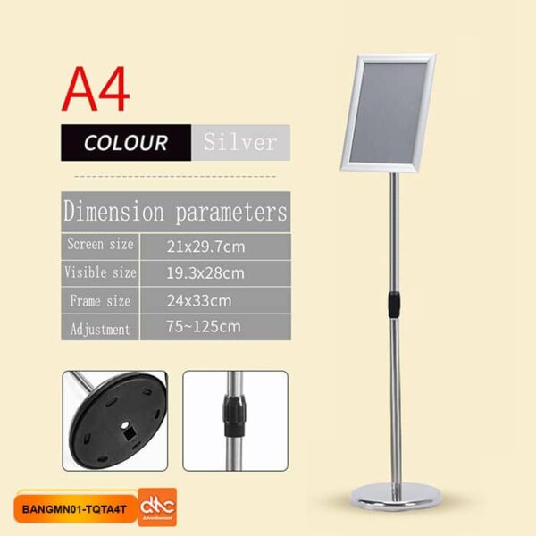 Bảng menu, thông báo, chỉ dẫn bằng inox kích thước A4 màu trắng bạc