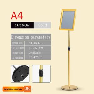 Bảng menu, thông báo, chỉ dẫn bằng inox kích thước A4 màu vàng gold