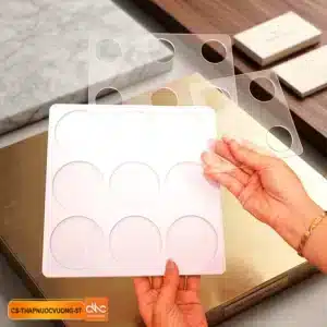 Khay đế mica xếp tháp nước trang trí bàn thờ gia tiên, thần tài đế vuông 3 tầng