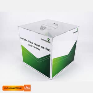 Thùng phiếu thùng bốc thăm bằng mica trong suốt nắp tròn tặng kèm ổ khóa 3