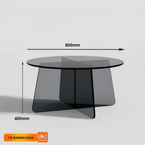 Bàn Trà Mica Acrylic Minimalist Cross – Mặt Tròn Hiện Đại 2