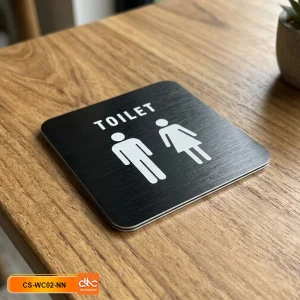 Biển WC nam nữ Alu nhôm đen xước