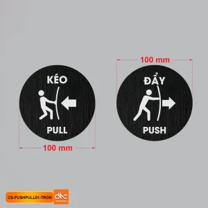 Bảng hướng dẫn kéo đẩy cửa Alu đen xước