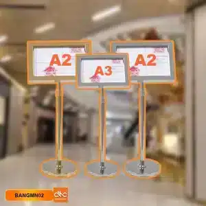 Các phân loại kích thước khác nhau của bảng menu đứng inox để khách hàng lựa chọn