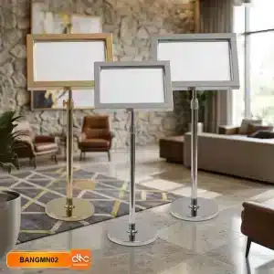 Bảng Menu Đứng Inox 1 Mặt Nghiêng , Nâng Hạ Chiều Cao Khổ A2, A3